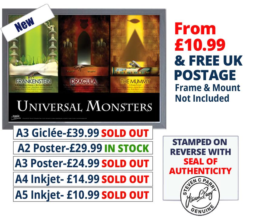 Universal Monsters Triptych Print - Price From 10.99