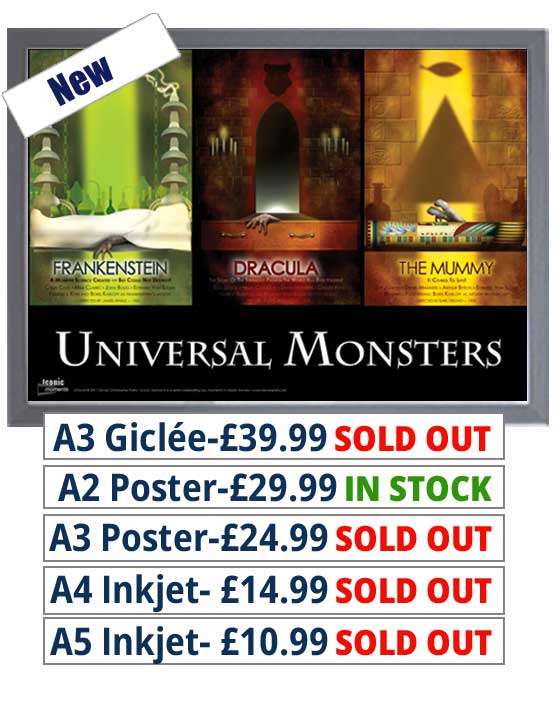 Universal Monsters Triptych Print - Price From 10.99