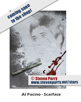 Stars & Icons series portrait Tony Montana (Scarface) Al Pacino-copyright 2018 Steven Christopher Parry not for commercial use www.stevenparry.net/stars www.behance.net/stevenparry