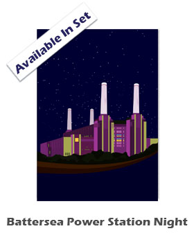 Battersea Power Station Night Notecard