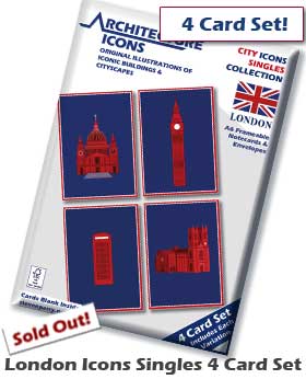London Icons 4 Card Notecard set