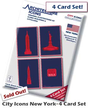 New York Icons 4 Card Notecard set