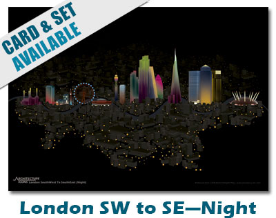 London SW To SE Skyline Night Print