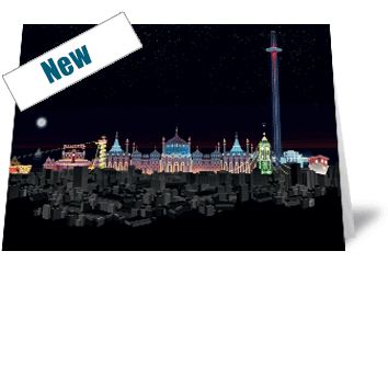 Brighton Cityscape Night Card