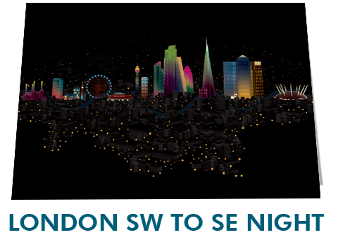 London SW To SE Night Notecard £3.99