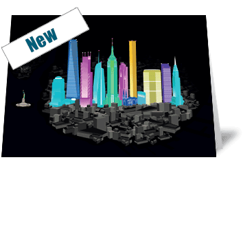 New York City Night Skyline Card