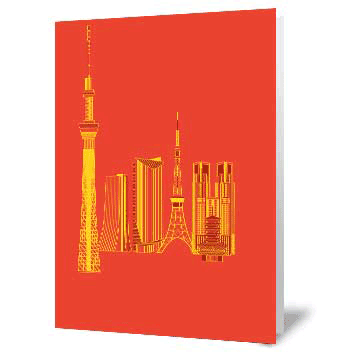 City Icons Up Close - Tokyo Vibrant Card