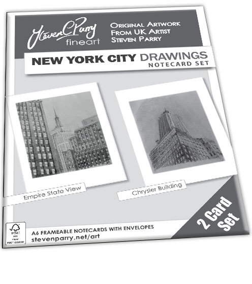 New York City Drawings 2 Card Set £6.99 Includes Empire State View, Chrysler Building Cards