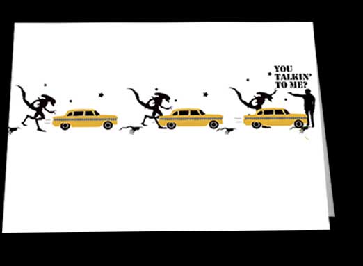 The Chase: Alien Vs Taxi Driver Notecard £3.99