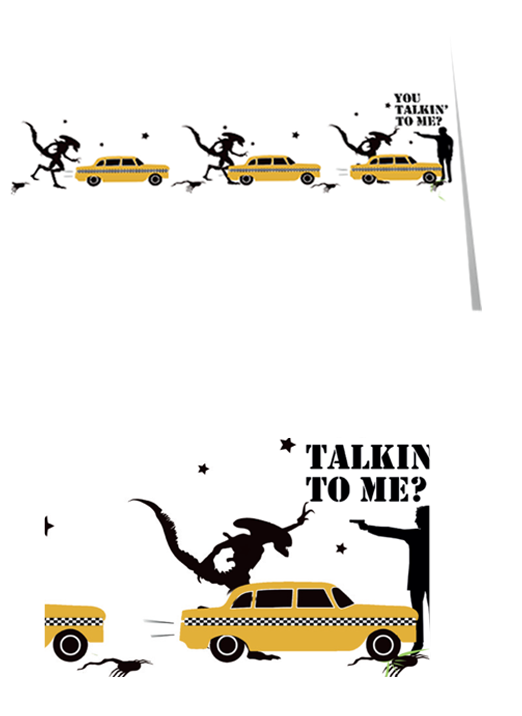 The Chase: Alien Vs Taxi Driver Notecard £3.99
